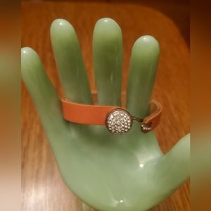 Leather Bracelet hook clasp faux diamond embellishments.